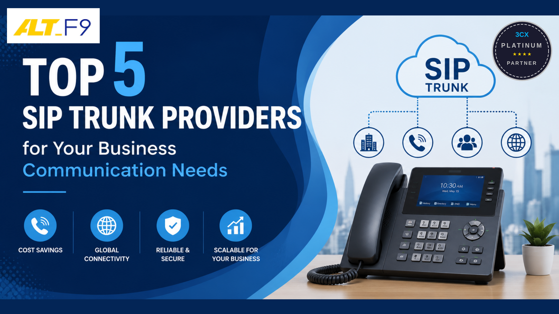 "Top 5 SIP trunk providers for business communication with cloud telephony, VoIP phone system, and secure scalable voice connectivity."