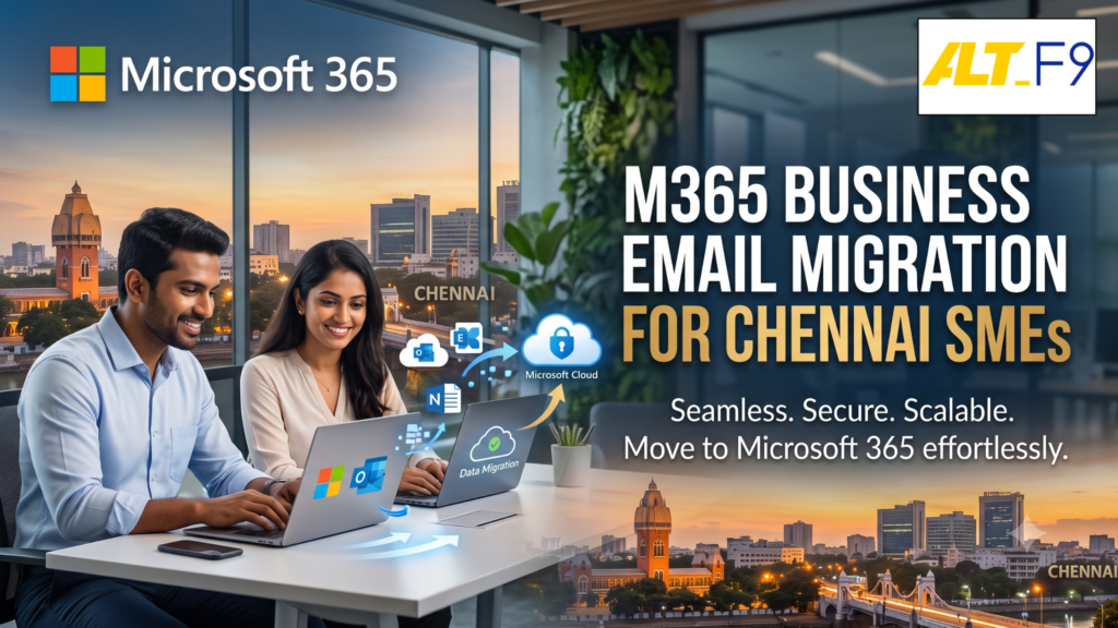 Microsoft 365 Business Email Migration for Chennai SMEs – Secure Microsoft 365 email migration services by AltF9 Technology Solutions with seamless cloud data migration.
