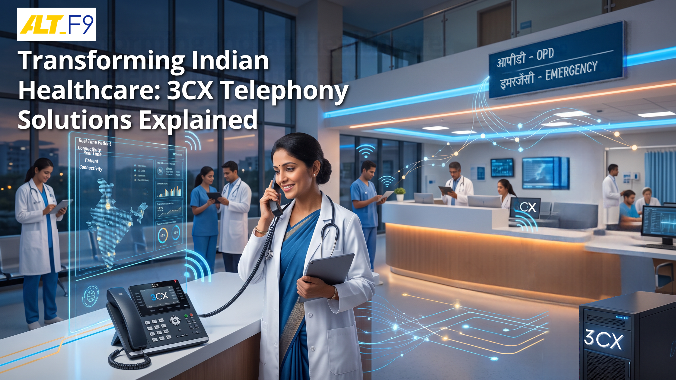3CX telephony solution in an Indian hospital with healthcare staff using connected communication systems